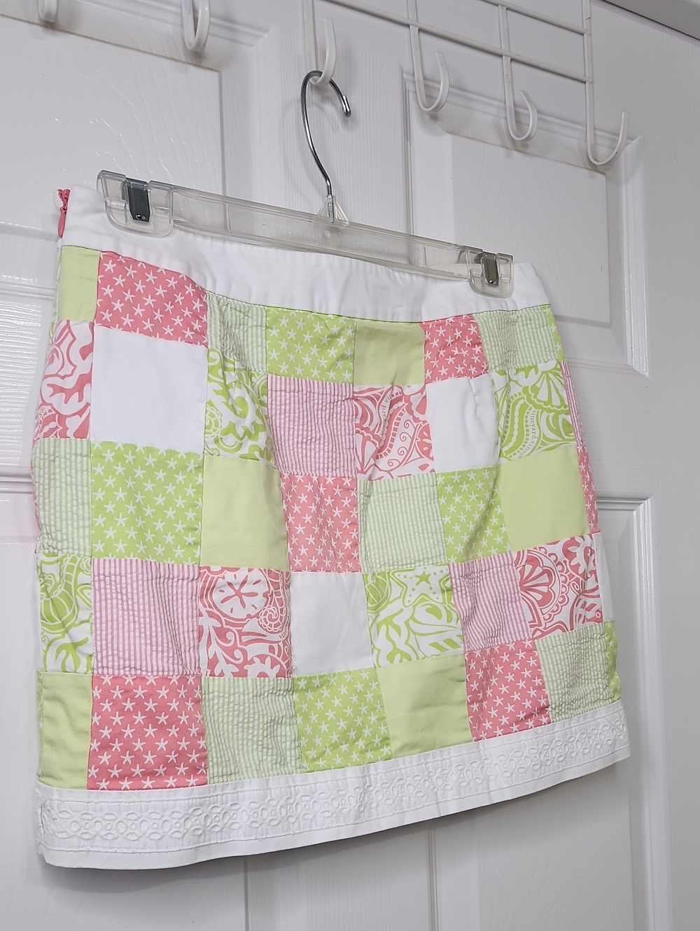 Vineyard Vines Womens Pastel Patchwork A Line Mini Skirt Pink Green Pattern